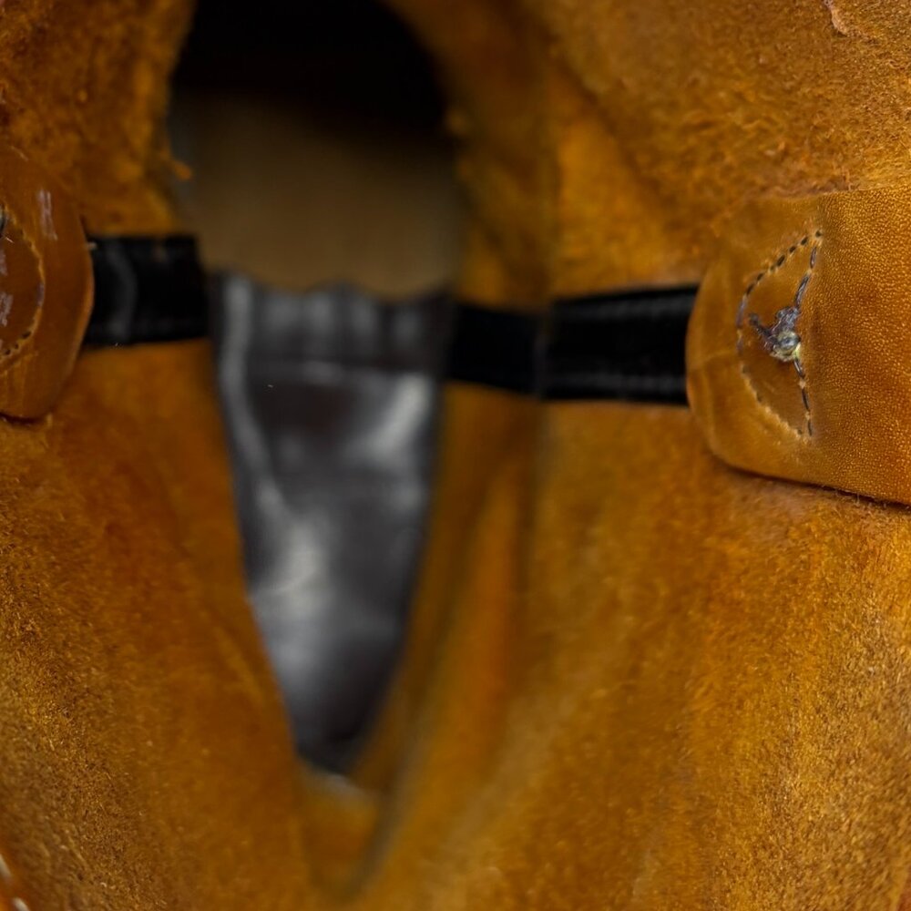 Landis Vtg Tan Leather Campus Distressed Boots Wide 9.5 - Picture 12 of 16